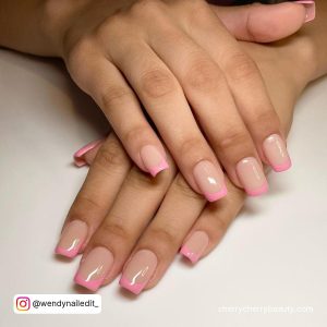 Short French Tip Nails Pink