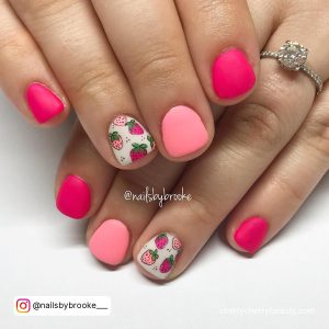 Short Neon Pink Nails