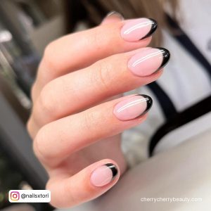 Short Oval French Acrylic Nails