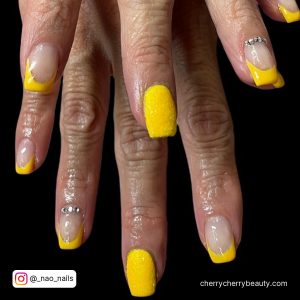 Short Yellow Acrylic Nails In Square Shape