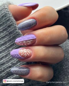 Silver And Purple Nail Designs With Glitter