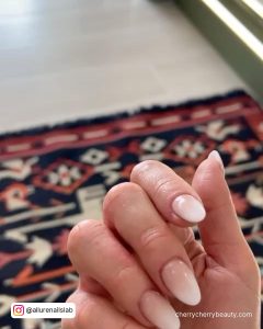 Simple Almond Ombre Acrylic Nails With Patterned Background