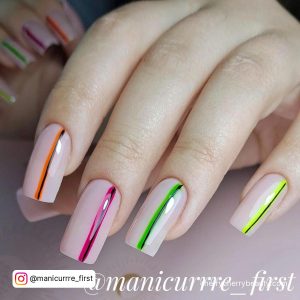 Simple Neon Nail Designs With Black Lines