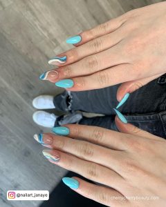 Spring Break Acrylic Nails With Marble Effect