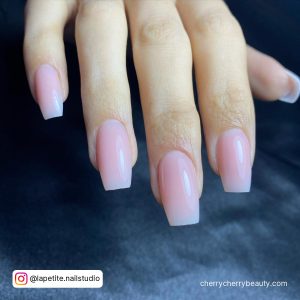 Square Pink And White Ombre Nails On Black Background