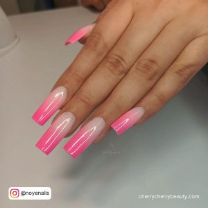 Square Tip Pink Ombre Nails