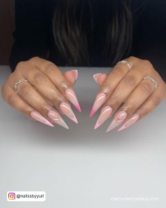 Stiletto Acrylic Nails In Pink