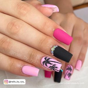 Summer Nail Ideas Pink And Black