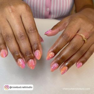 Summer Orange And Pink Nails In Light Shades