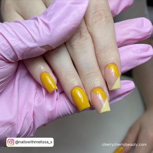Summer Yellow Acrylic Nails In Square Shape