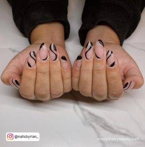 Thick Black Lines Design On Nails