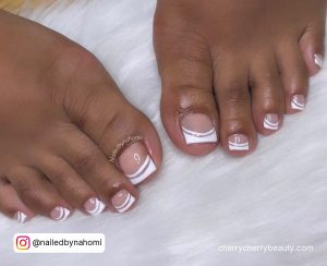 White Acrylic Toes Nails With White Tips