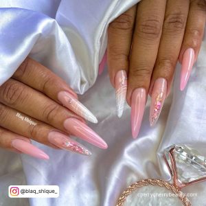 White And Pink Ombre Nails