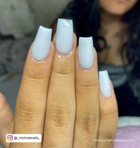 White Cute Simple Summer Acrylic Nails