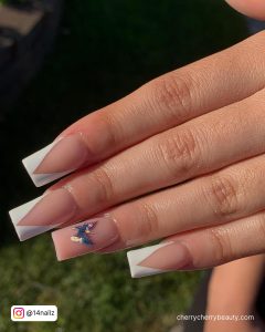 White French Tip Nails With Butterflies