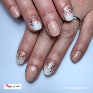 White Pink And Gold Nails