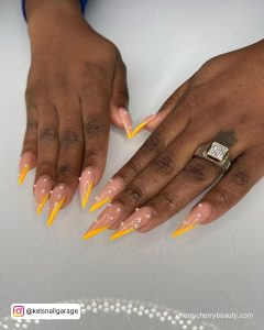 Yellow Acrylic Nails In Stilleto Shape