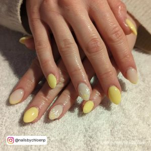 Yellow Short Acrylic Nails In Pastel Hues