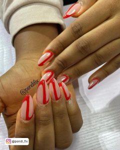 3D Red Roses On Nude Nails
