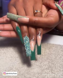 Acrylic Green Nails