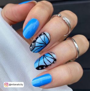 Acrylic Nails Blue Butterfly