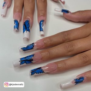 Acrylic Nails Butterfly Blue
