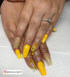 Acrylic Nails Coffin Yellow