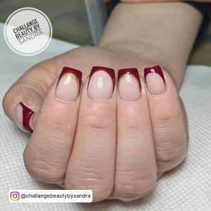 Acrylic Nails Red And Gold
