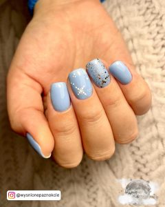 Acrylic Nails Sky Blue In Short Length