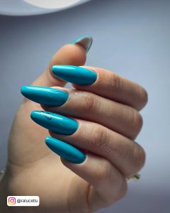 Almond Acrylic Nails Blue