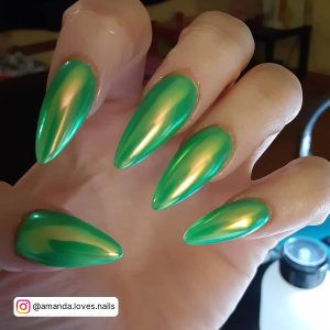 Almond Dark Green Nails