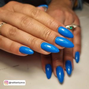 Almond Light Blue Nails