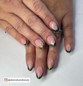 Almond Nails With Green Tips
