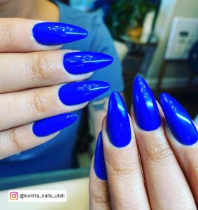 Almond Shape Blue Nails