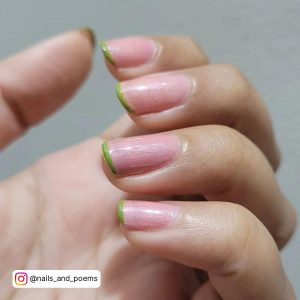 Army Green French Tip Nails