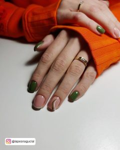 Army Green Nails Coffin