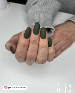 Army Green Short Nails