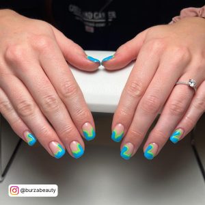 Baby Blue And Green Nails