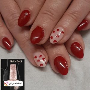 Baby Pink Nails With Red Heart