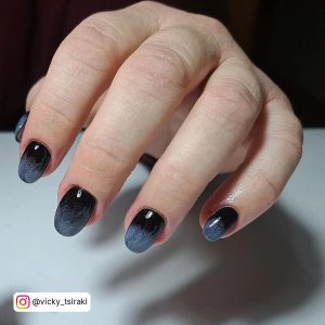 Black And Blue Ombre Nails For Short Length