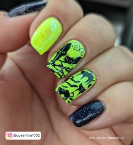 Black And Green Nail Ideas In Neon Shades