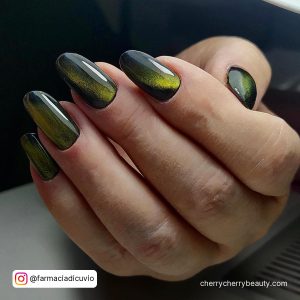 Black And Lime Green Nail Designs With Shimmer