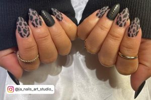 Black And Nude Matte Nails With Spots