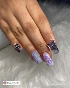 Black And Purple Nail Ideas With Butterflies
