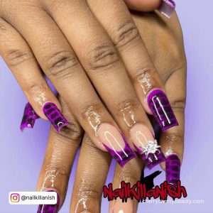 Black And Purple Nails Designs With French Tips