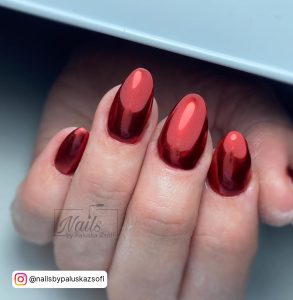 Black And Red Chrome Nails