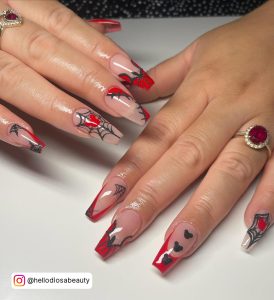 Black And Red Halloween Nail Designs For Long Nails