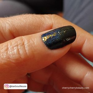 Black And Royal Blue Nails With Glitter