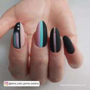 Black And Teal Nails