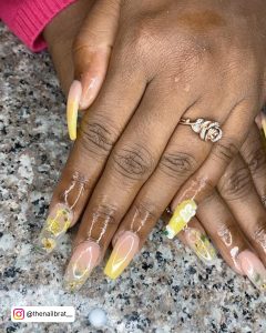 Black And Yellow Nails Coffin